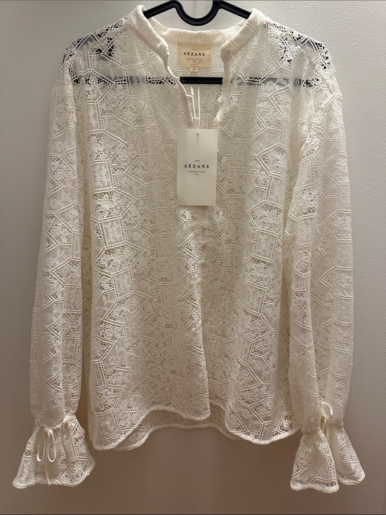 Sezane Tops - Sezane Faria Shirt Plain Ecru Guipure - Size 6